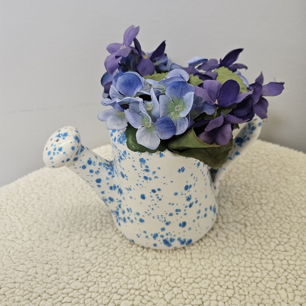 Blue and Purple Floral Ceramic Vase - Picture 9 of 16